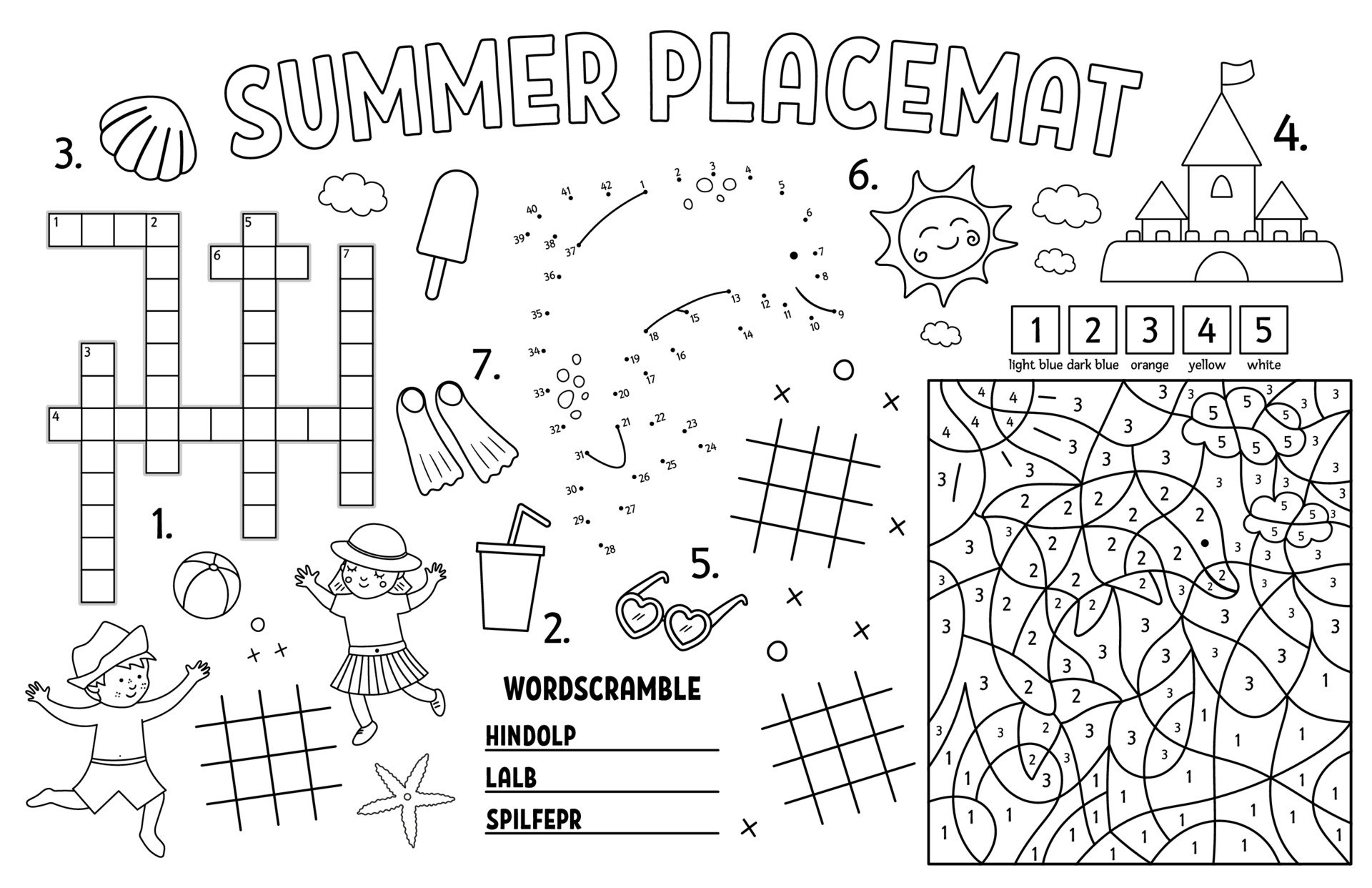Child's Summer Printable Placemat 1