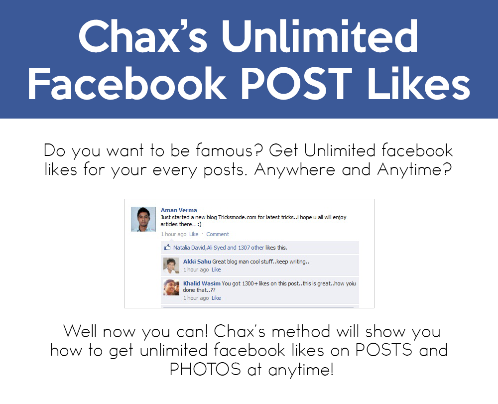 Chax Facebook Unlimited Post Likes Method