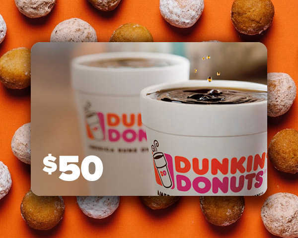 $50 Dunkin Donuts eGift Cards (Only $25) INSTANT DELIVERY