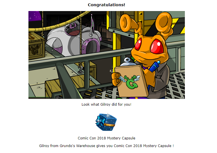 San Diego Comic Con 2018 Mystery Capsule Code for Neopets